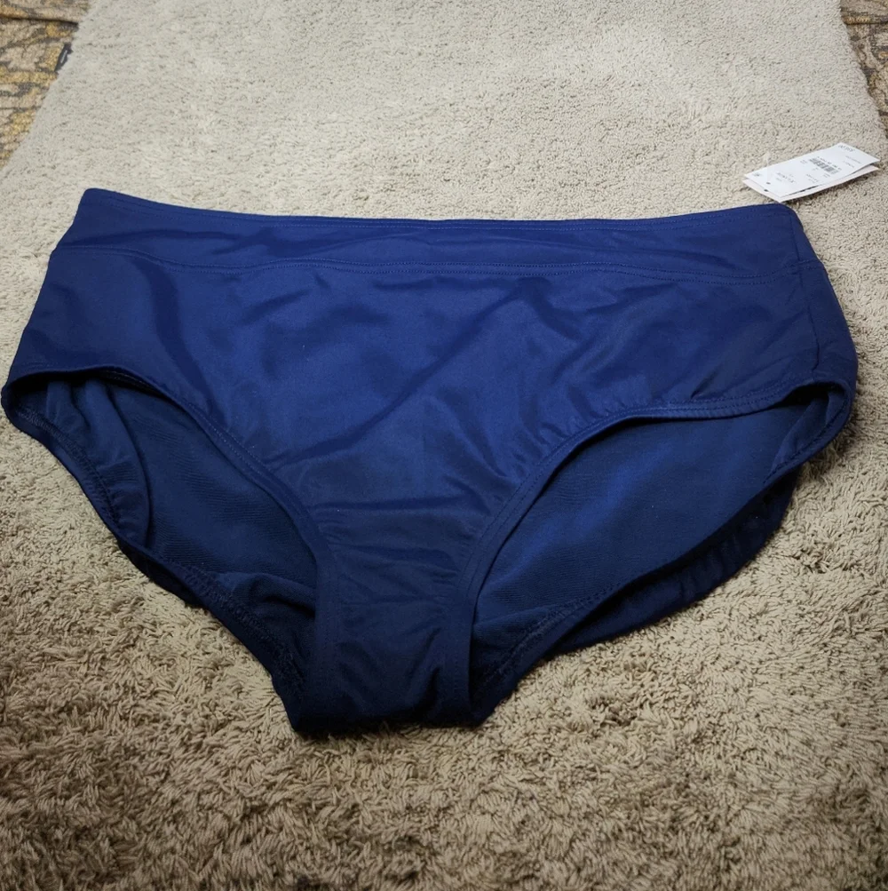 Lands' End Women's Banded Bikini Bottom with Tummy Control - Navy Blue XL